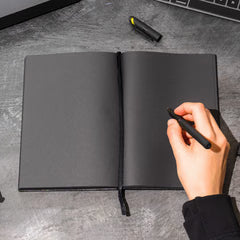 The Notebook v1.0, open with a gel pen
