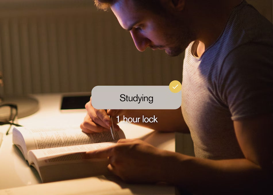 A focused study session with the phone out of reach